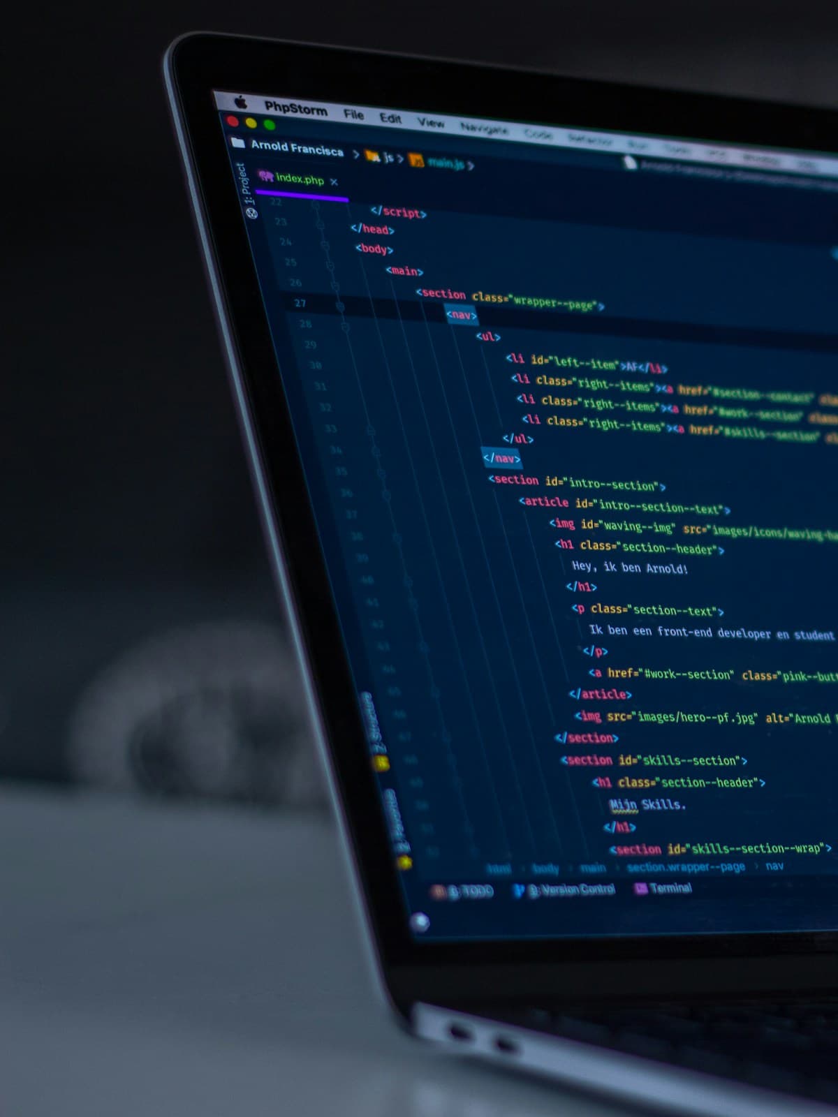 Developer writing code for a custom software application